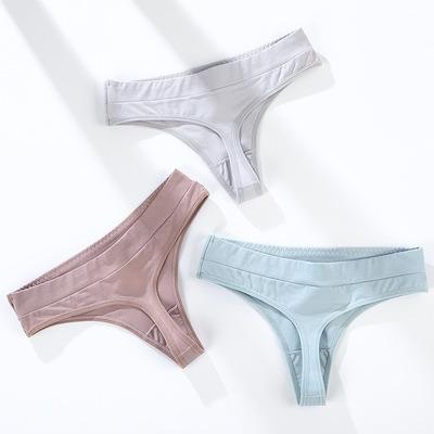 China Seamless Comfortable Soft Thong G - Cotton Solid Color Women Breathable Sexy String Panties Thong Panties for sale