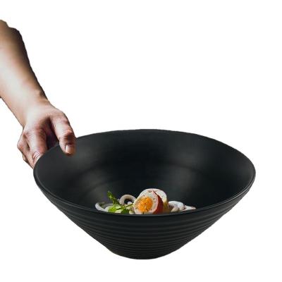 China Japanese Style Ramen Bowl Noodle Viable Black Ceramic Soup Bowls And Restaurant Stoneware Sets for sale