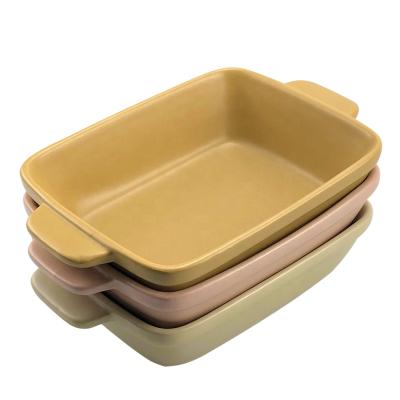 China Sustainable Household Dish Ramekins Ceramic Soufflé Colorful Non-Stick Bakeware Set for sale