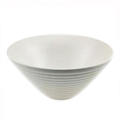 China Sustainable Promotional Large Beige Chinese Ceramic Salad Soup Ceramic Noodle Bowl for sale