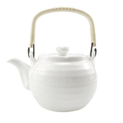 China Chaozhou Sustainable White Ceramic Afternoon Tea Cups Strainer Teapot Set for sale