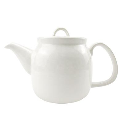 China Sustainable Chinese Traditional Stainless Steel Infuser Plain White Porcelain Teapot 660ml for sale