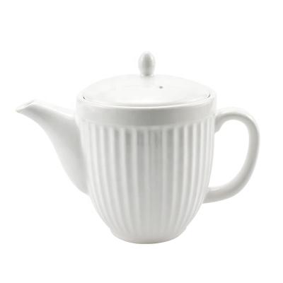 China Vertical Rim White Teapot With Removable Ceramic Pot Stainless Steel Infuser Viable Set Perfect Coffee And Tea Cups for sale