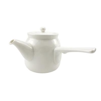 China Sustainable Japanese White Ceramic Custom Teapot Infuser Stainless Steel With Long Handle for sale