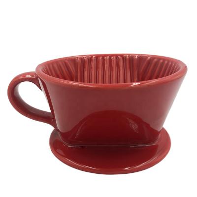 China Ceramic Coffee Matte Red Reusable Coffee Filter Viable Household Coffee Filter Cup Filtration for sale