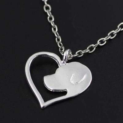 China Religious youe shone silver plated fashion heart necklace dog pet lover necklaces lovers gift jewelry for sale