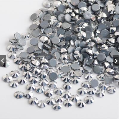 China Flatback Silver Hematite Fix Flatback Rhinestones Hot Iron On Crystals Hotfix Strass Labrador Stones for sale