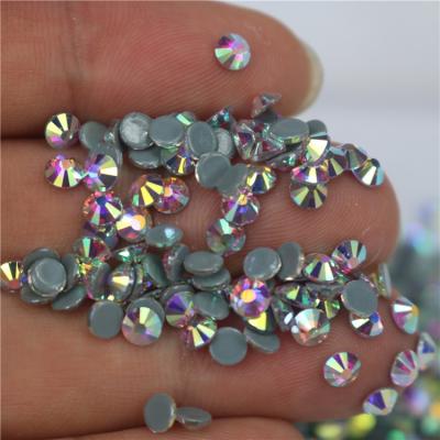 China Flatback Glass Crystal AB/Clear Hotfix Rhinestone Flat Back Iron On Strass Crystal Stones Hot Fix Rhinestones For Fabric Garment for sale