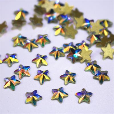 China Flatback gold back rhinestones for nail star shape crystal hotfix ab non rhinestone for sale