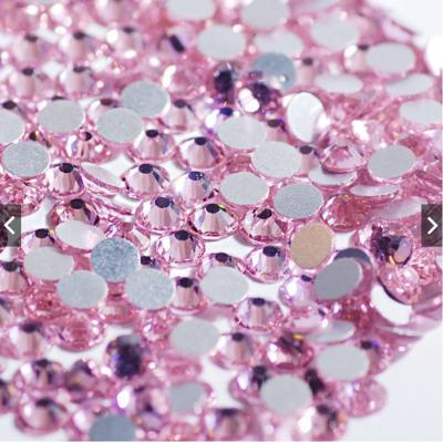 China Light Rose Color Rhinestone For Nail Art, Flat Back Hotfix SS3-SS40 Flatback Rose Glue No On Nail Art Rhinestones Crystals Stones for sale