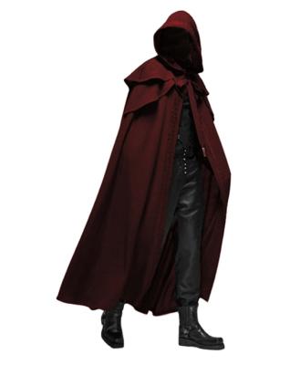 China New 4 Color Stain Adult Halloween Costume Party Medieval Gothic Cloak Men's Winter Cloak for sale