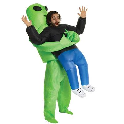 China Adult costumed vibrato with the same funny performance of green Ghost caress props inflatable alien Halloween clothing for sale