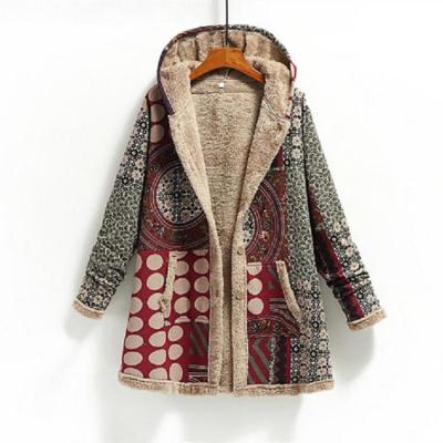 China Anti-Wrinkle Cotton And Hood For Warmth Jacket Plus Printed Canvas Size Women's Hooded Coats for sale