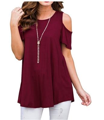 China Gothic Off-the-Shoulder Edge Short Sleeve Irregular T-Shirt for sale