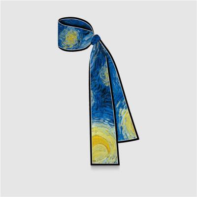 China Fashion\Comfortable\Durable Printed Female Neck Scarves Design Satin Scarves Small Ribbon Handle Bag Women Girls Headwear Silk Skinny Scarf Long for sale