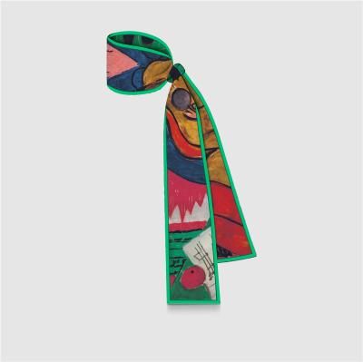 China Fashion\Scarf Handbag Handle Wrap Ribbon Narrow Headband New Design Floral Printing Multi-Use Comfortable\Durable Polyester Headscarf For Women for sale