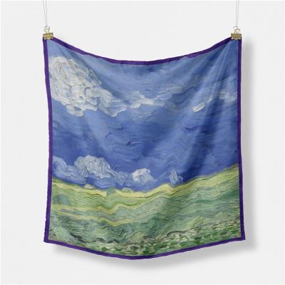 China European and American Style In Stock 53x53cm Square Fashion Satin Forlard Women's Silk Scarf Hair Scarf Luxury Small Size Wrap Shawl Female Headscarf for sale