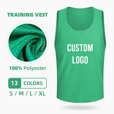 China Shirts & Tops Mesh Numbered 100% Polyester Sports Bibs Custom Football Tank Tops High Quality Numbered Team Soccer Vest for sale