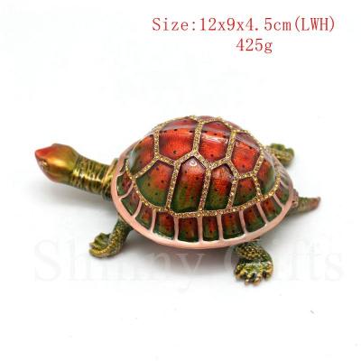 China Enamel Sea Turtle Trinket Box Enamel Turtle Metal Jewelry Box Home Decorative Box for sale