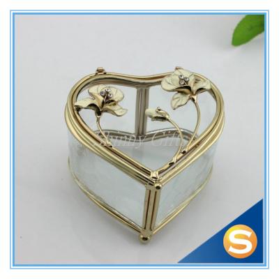 China Glass Gifts Heart Shape Treasure Chest Jewelry Box Party Favors Wedding for sale