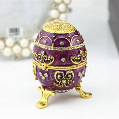 China Wedding Gifts Easter Gift Metal Egg Trinket Box Ring Holder Pewter Boxes for sale