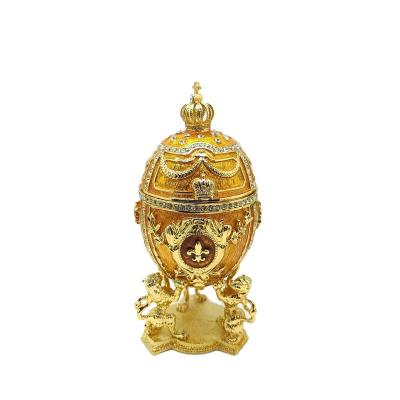 China Wedding Creative Trinket Box Large Size Crown Egg Trinket Box Wedding Invitation Gifts Easter Egg Gift Box for sale