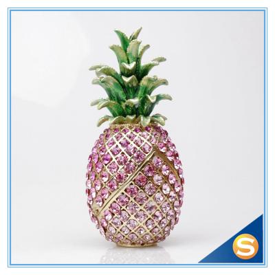 China Wedding Gifts Pineapple Jeweled Trinket Box Jewelry Box With Crystal Stones for sale