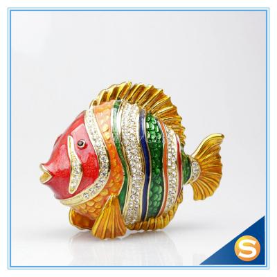 China Newly Shaped Metal Alloy Metal Colorful Fish Shapes Enamel Small Metal Trinket Box Wholesale Jeweled Trinket Boxes for sale