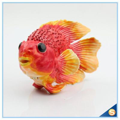 China Metal Enamel Metal Fish Shape Hand Painted Jewelry Box Trinket Box SCJ783 for sale