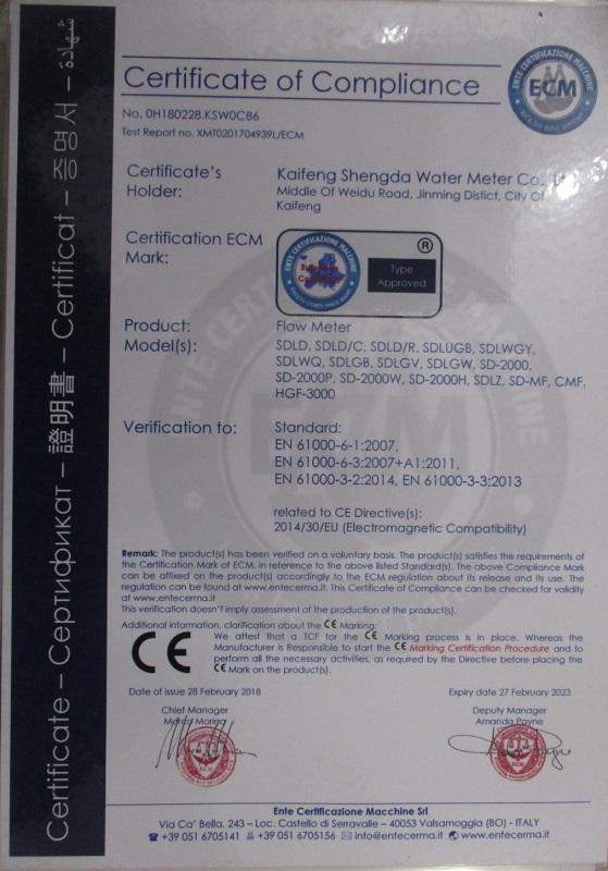 CE - KAIFENG SHENGDA WATER METER CO., LTD