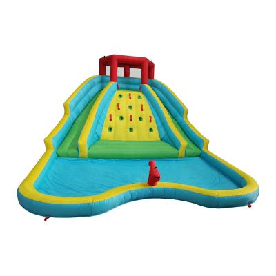 China Outdoor Sports Modern Design Economic Double Slide Inflatable Water Park Slide And Cannon With Blower for sale