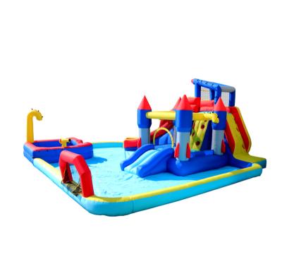 China China Wholesale Outdoor Amusement Park Custom Backyard Inflatable Water Slides Jumping House With Blower for sale