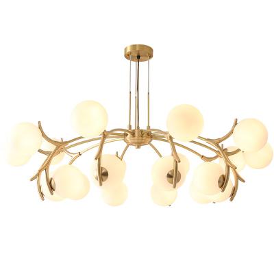 China Hot Sale Online Modern Restaurant Modern Copper Large Chandelier Glass Bulb Lamp Brass Lamp for sale