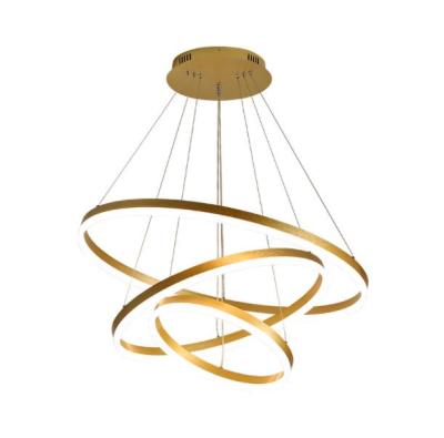 China Industrial modern multilayer ring chandelier restaurant duplex floor online hot selling ceiling led aluminum chandelier light for sale