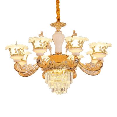 China Modern luxury zinc alloy single crystal restaurant hotel living room multi head chandelier lamps wholesale for sale