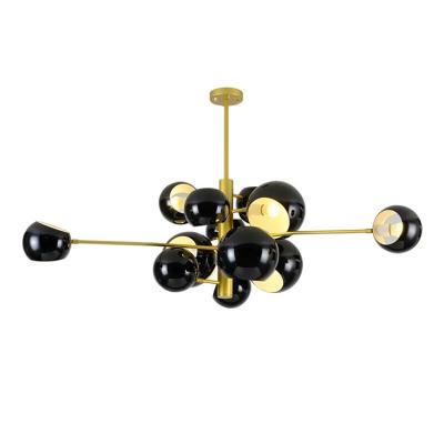 China Industrial Modern Magic Bean Shape Metal Round Ball Chandelier Ceiling Living Room Black and White Chandelier for sale