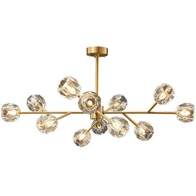 China Modern Copper Light Luxury Bedroom Chandelier Living Room Brass Crystal Decorative Lamps Dining Room Decorative Lamps for sale