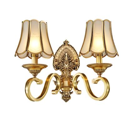 China Modern European Copper Wall Lamp Wall Lamp Aisle Bedroom Bedside Aisle Hotel Wall Style Brass Wall Lamp Living Room TV Lamp Switch Warm White for sale