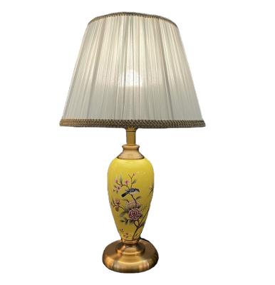 China New Chinese style table lamp hotel bedside lamp traditional colorful hand-painted ceramic metal bedroom decorative table lamp for sale