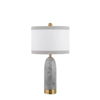 China Bedside modern antique gray color hotel restaurant restroom marble high end table lamp for decorative study desk for sale