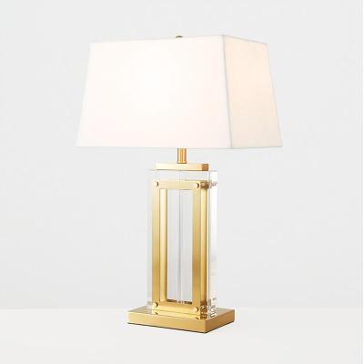 China Modern European Antique Style Hotel Decor Fabric Light Brass Crystal Marble Table Lamps for sale