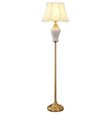 China Large modern style classic style floor lamp living room ceramic multi decorative hotel lamp large metal porcelain LED fabric lighting for sale