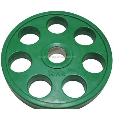 China Durable Rubber 7 Holes Cover Weight Plate For Barbell Weightlifting for sale