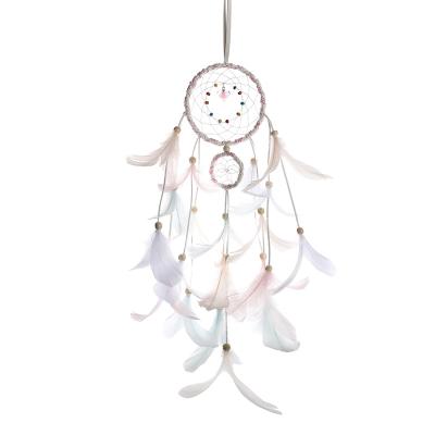 China New design minimalist decoration led handmade feather dream catcher for wall car hanging for sale