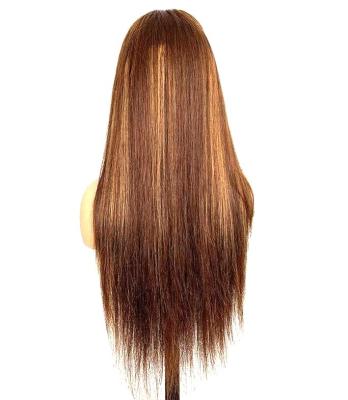 China Body Wave King Beatty Hair Human Hair Wigs 100% Swiss Hand Made Straight Frontal Piano Color p4/27 13*4 HD Lace Wig for sale