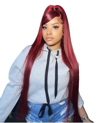 China Body Wave Highlight Color Other Color Burgundy Red 100% Brazilian Virgin Hair Straight Wig 99J High Quality Hair Long for sale