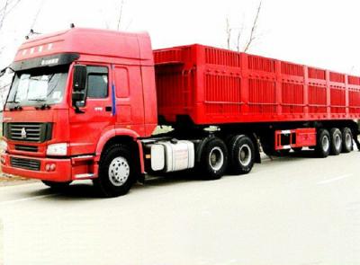 China JOST 50#  traction pin  open box tri-axle van semil trailer (volume and platform optional) for sale