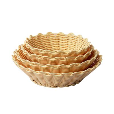 China Viable Handmade Home Restaurant Hotel Restaurant Artificial Rattan PP Rattan Bread Basket for sale