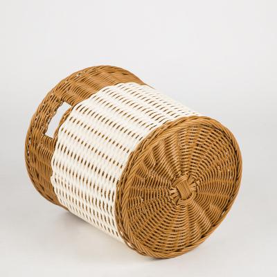 China Viable Wholesale Hotel Artificial Rattan Basket Towel PP Rattan Dirty Clothes Storage Basket for sale