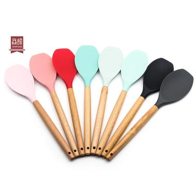 China Viable Silicone Rubber Spoonula Spoon Spatula Cookware Food Grade Silicone Kitchen Salad Spoon Stick Heat Resistant Unsustainable Te koop